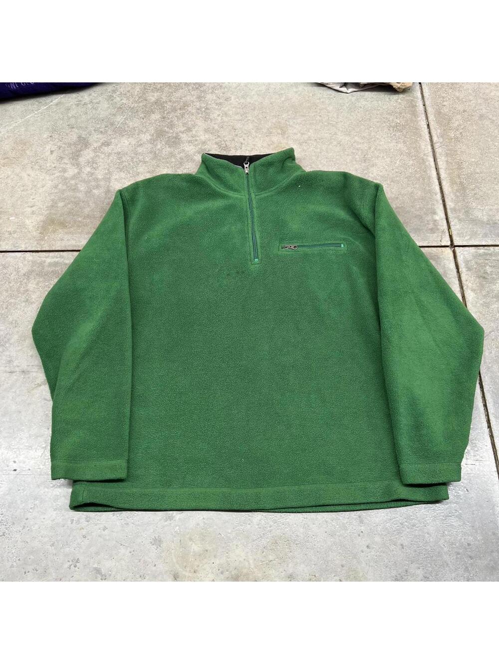 vintage gap green fleece quarter zip jacket size large HAS SMALL STAIN